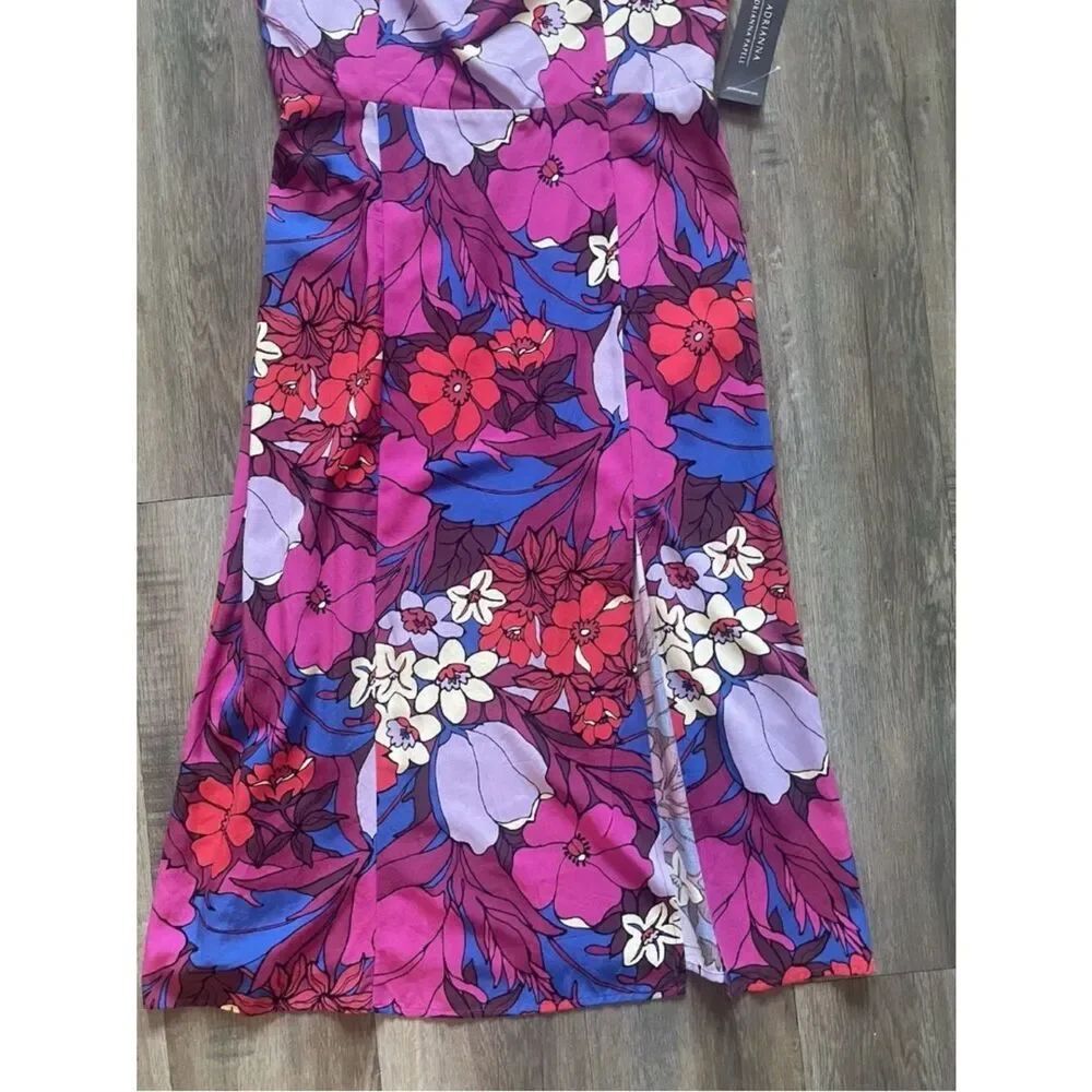 Adrianna Papell Women's Purple Floral Tie-Shoulder Dress Sz 12 NWT - Picture 5 of 7
